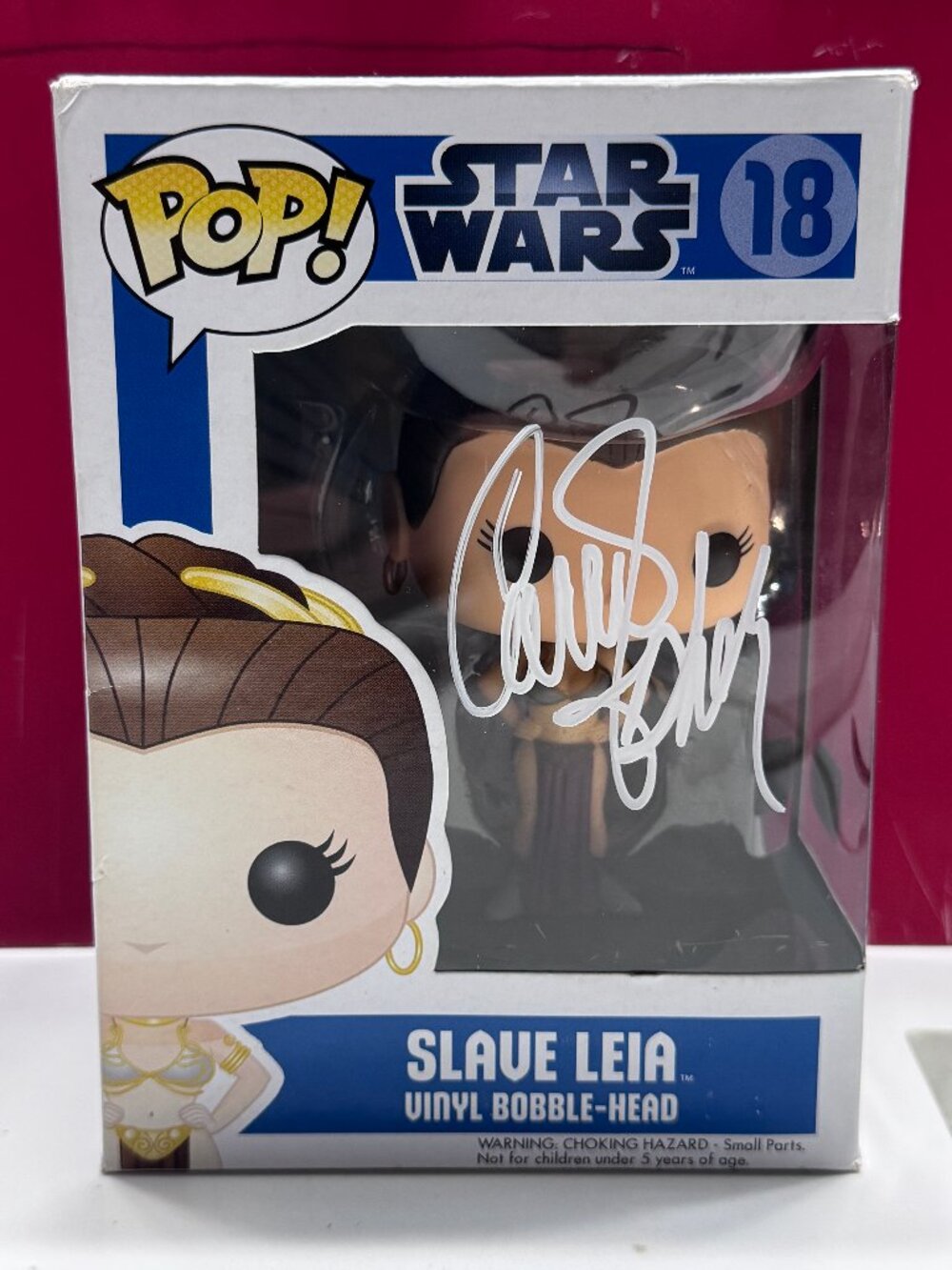 FUNKO POP Star Wars SLAVE LEIA #18 Signed by Carrie Fisher RARE COA AUTHENTIC